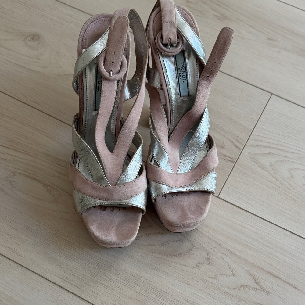 Prada Women's Blush and Metallic Sandals